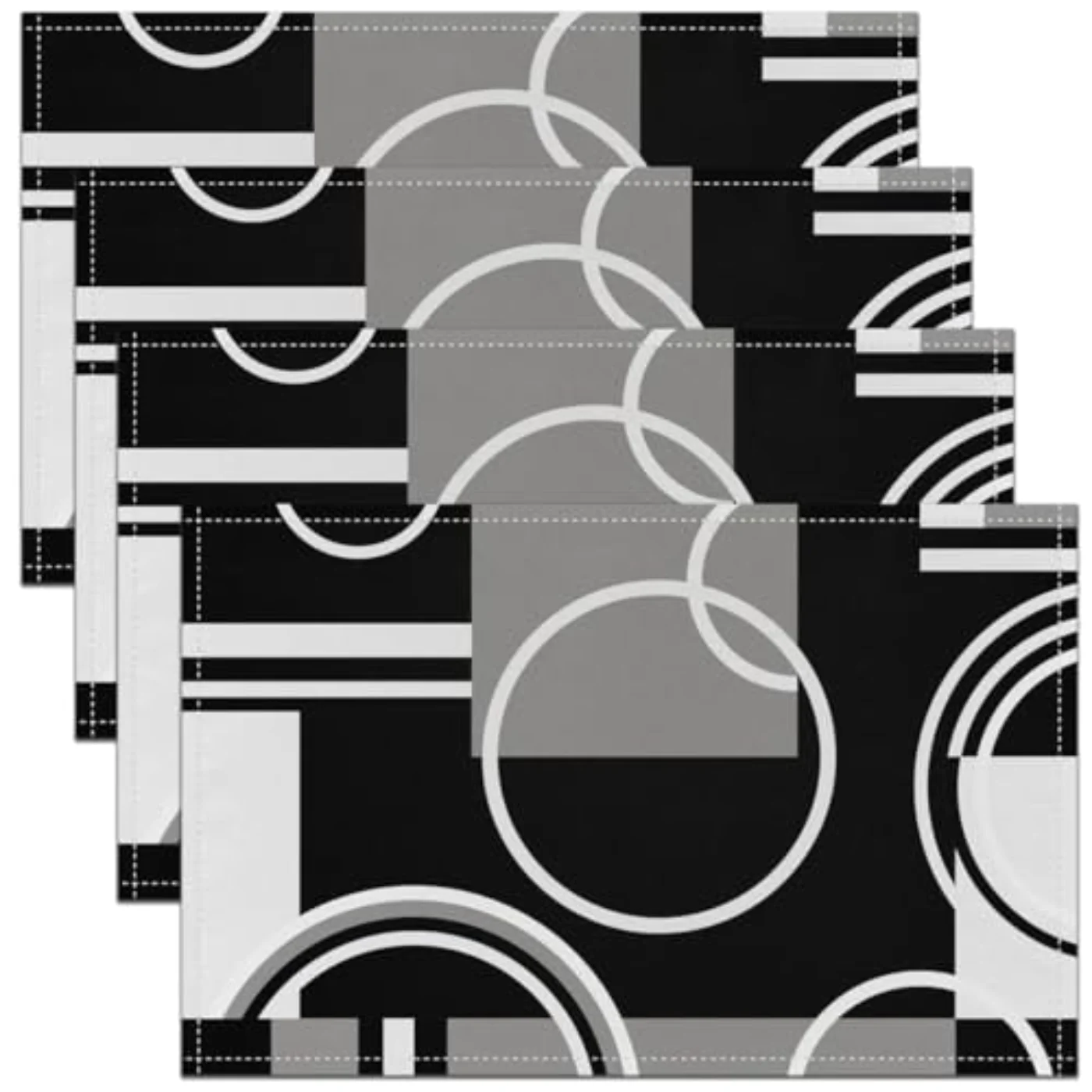 Modern Grey Black Striped Place Table Linen