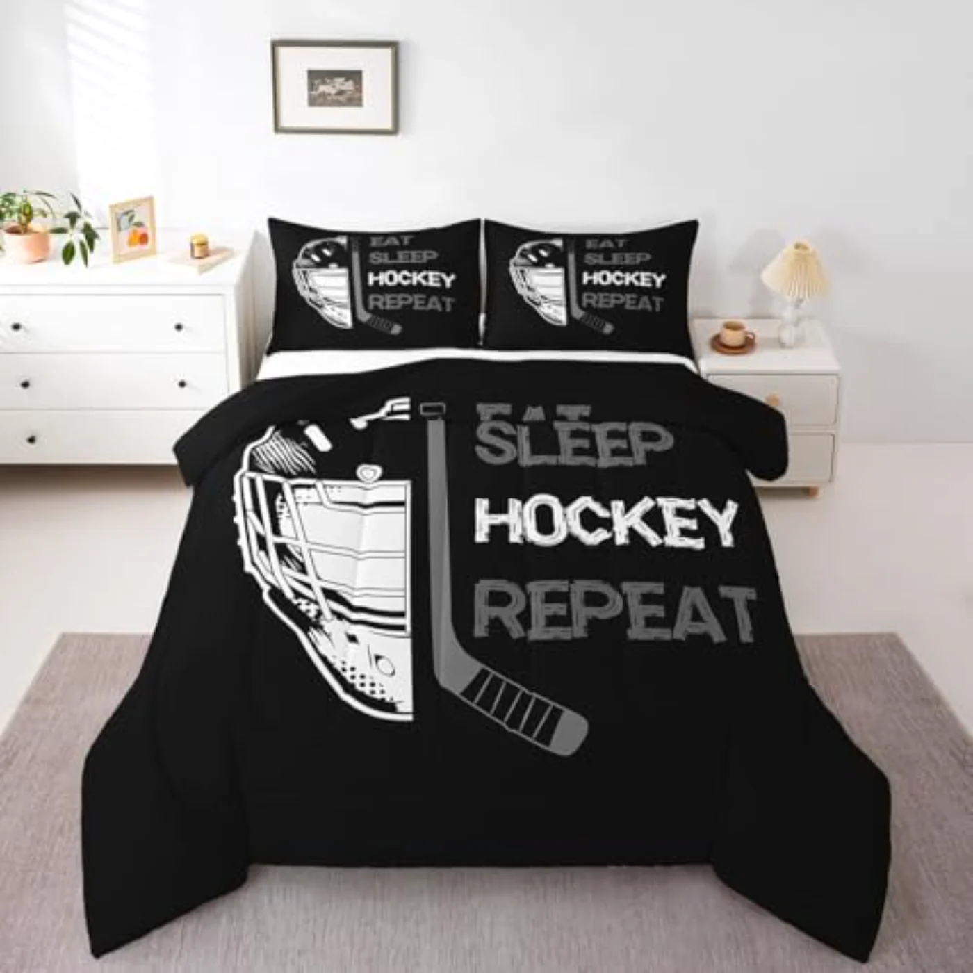Ice Hockey Comforter Set, Queen