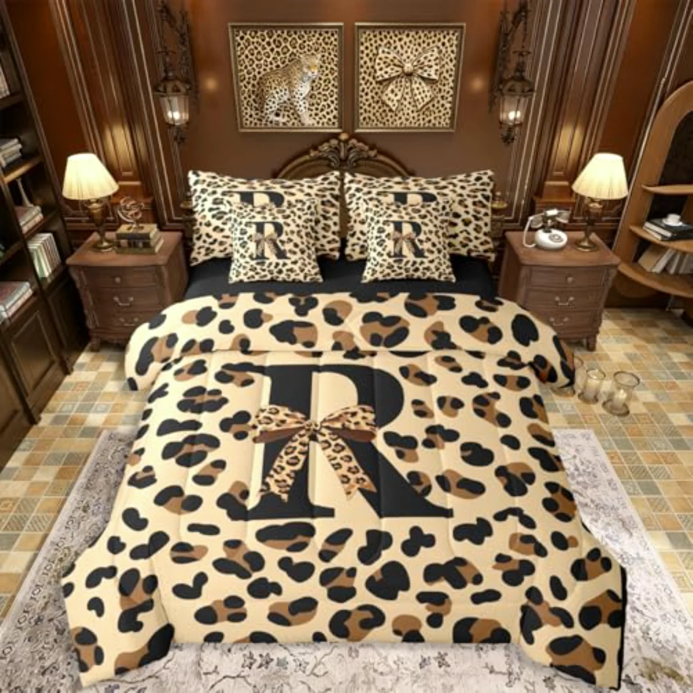 Personalized Leopard Print Comforter Set, Twin